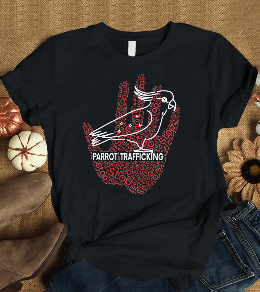 Stop Parrot Trafficking Cockatoo Handprint T-Shirt