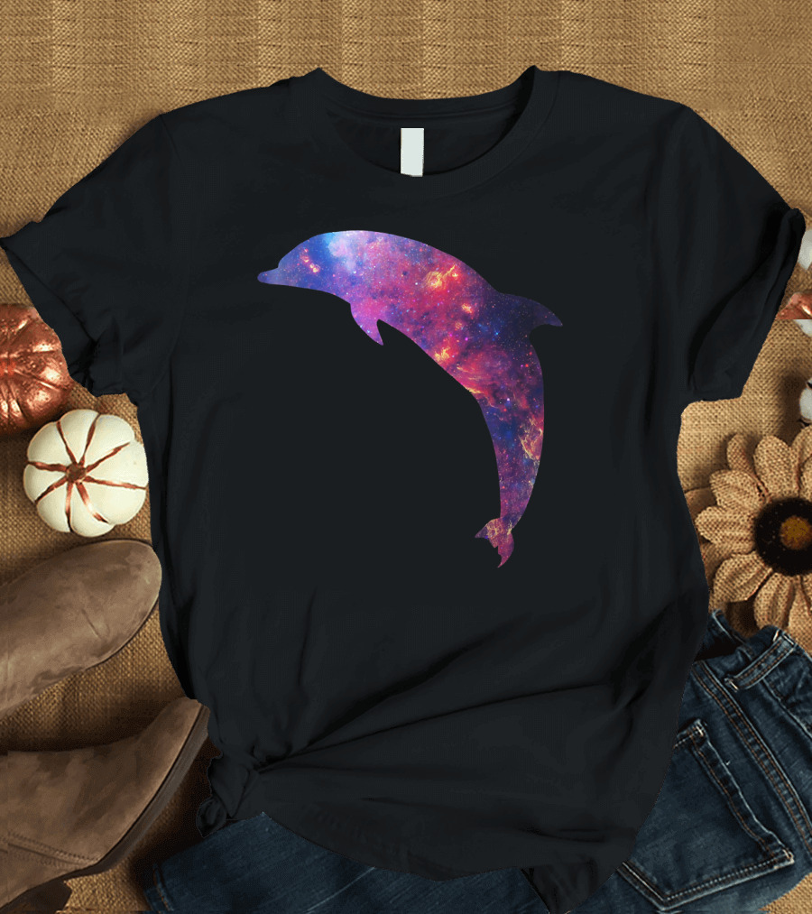 Cosmic Dolphin Universe Galaxy T-Shirt