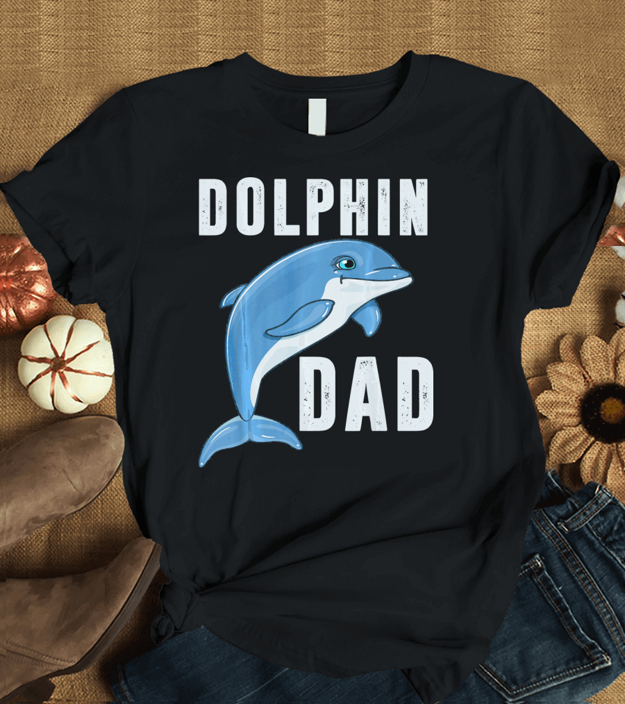 Dolphin Dad Cute Graphic with Blue Dolphin T-Shirt
