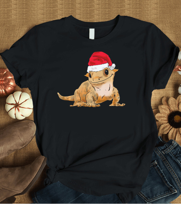 T-Shirt: Cute Christmas Crested Gecko Santa Hat Holiday Reptile Festive Season T-Shirt Cute Christmas Crested Gecko Santa Hat Holiday Reptile Festive Season T-Shirt