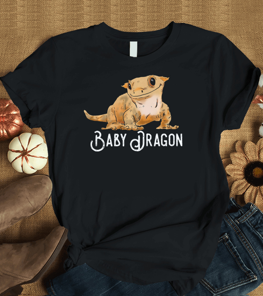 Crested Gecko Crestie Drawing Dr Baby Dragon T-Shirt