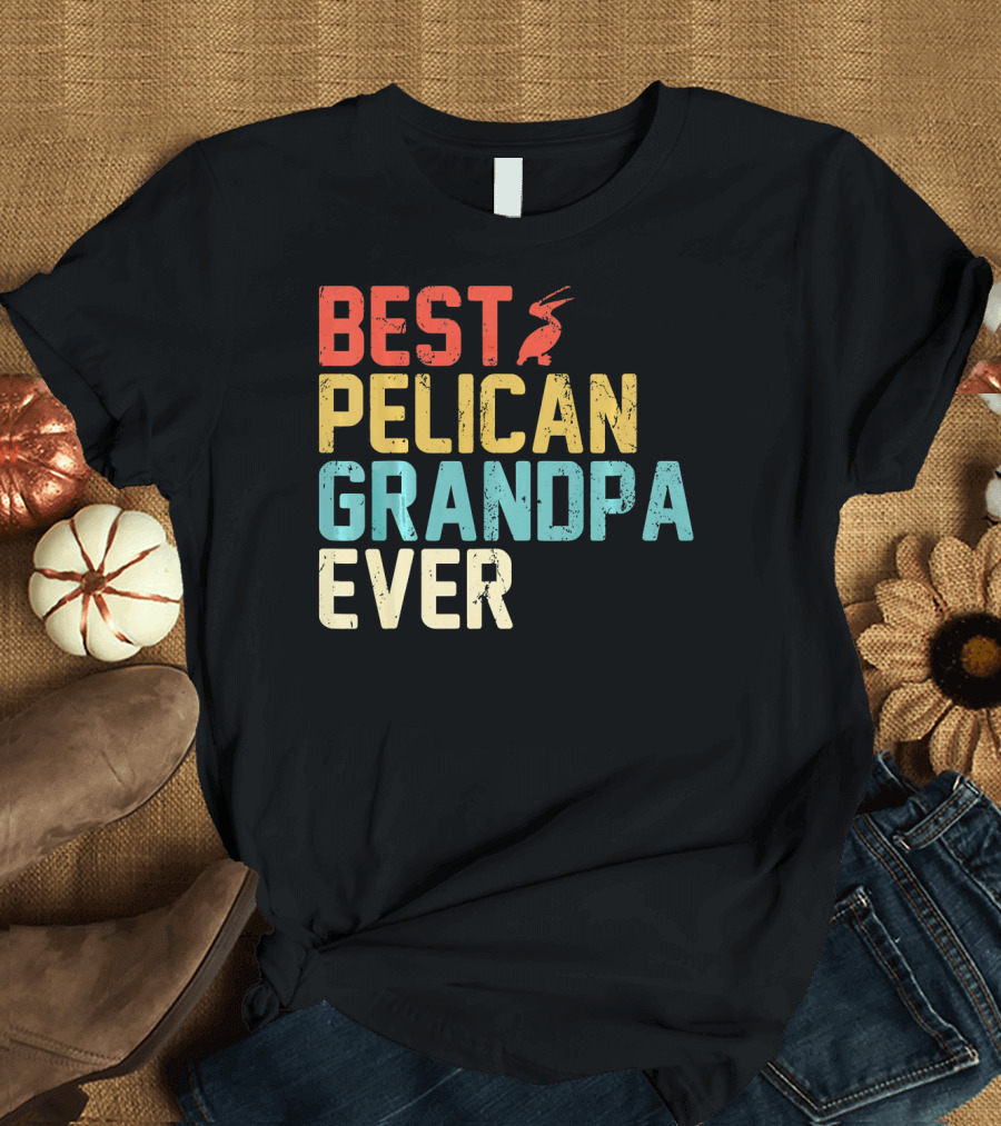 Best PELICAN Grandpa Ever Retro Style Pelican T-Shirt