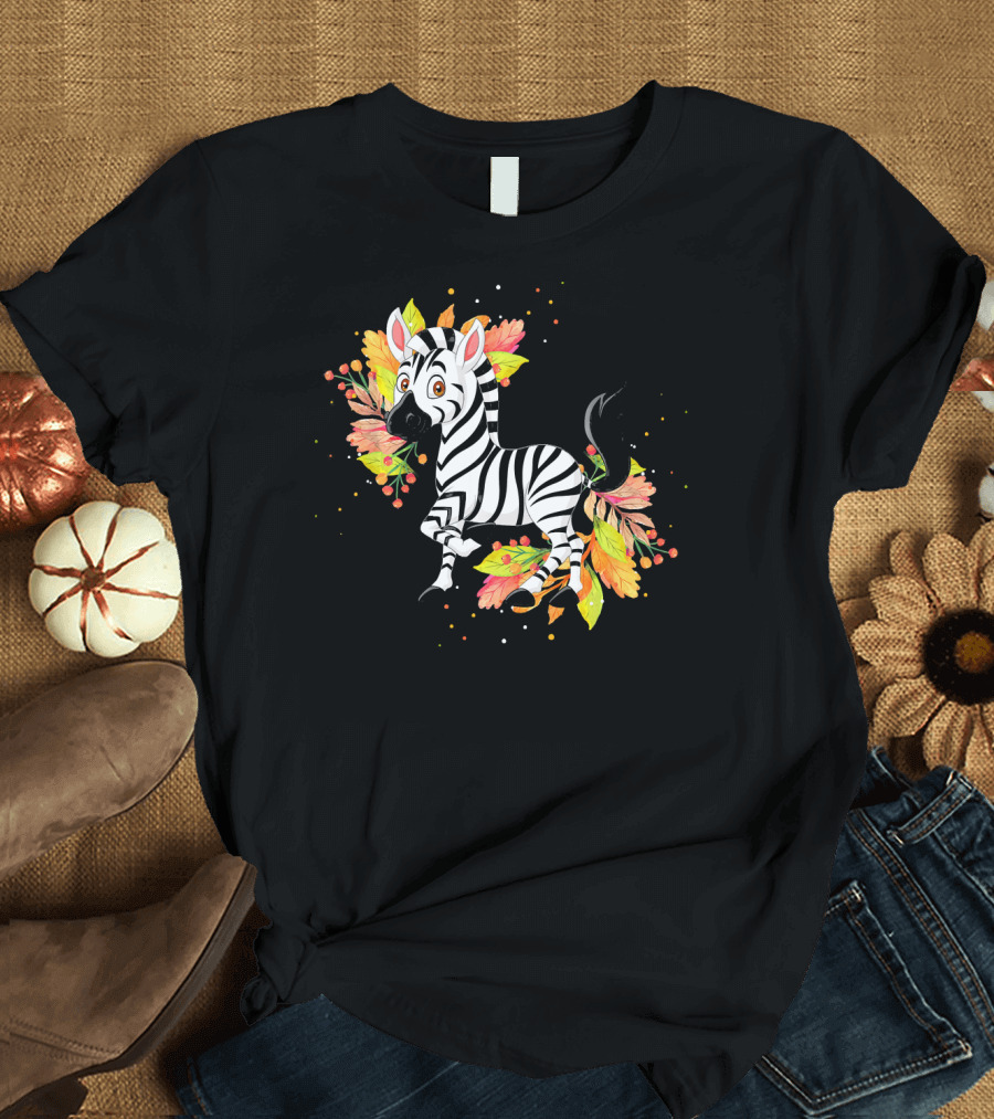Cute Zebra Autumn Thanksgiving Funny Charm T-Shirt