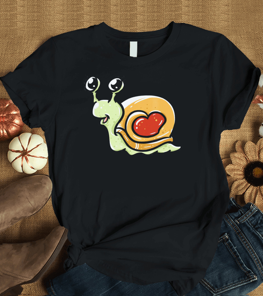 Boys Kids Valentines Day Snail Heart Shell T-Shirt