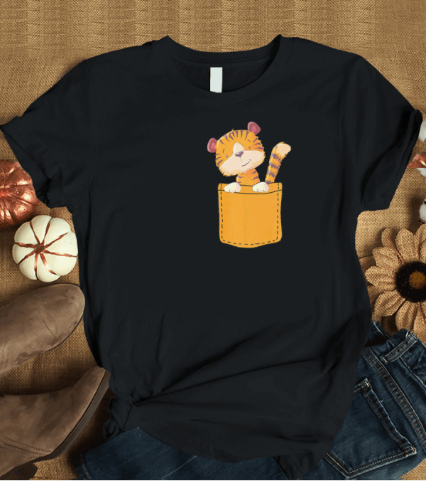 T-Shirt: Cute Cartoon Tiger Inside Pocket T-Shirt Cute Cartoon Tiger Inside Pocket T-Shirt