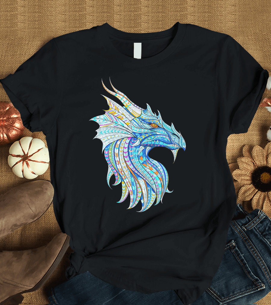 Maverick Infanta Inspirational Dragon Colorful Mosaic Head T-Shirt