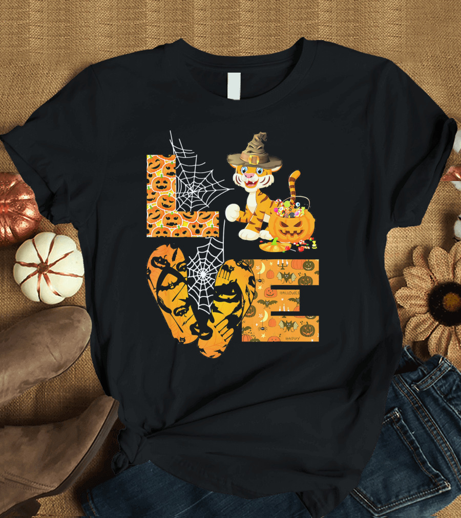 LOVE Halloween Tiger Candy Pumpkin T-Shirt