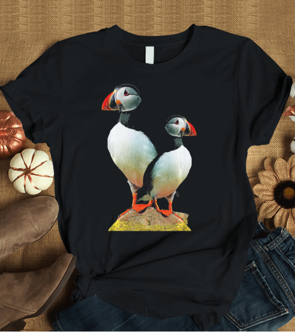 T-Shirt: LetterTrunk Puffin Bird Beach Duo on Rock T-Shirt LetterTrunk Puffin Bird Beach Duo on Rock T-Shirt