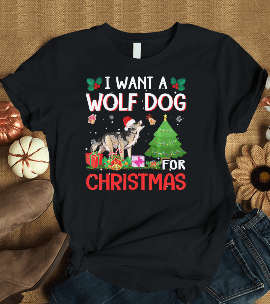 I Want A Wolf Dog For Christmas T-Shirt