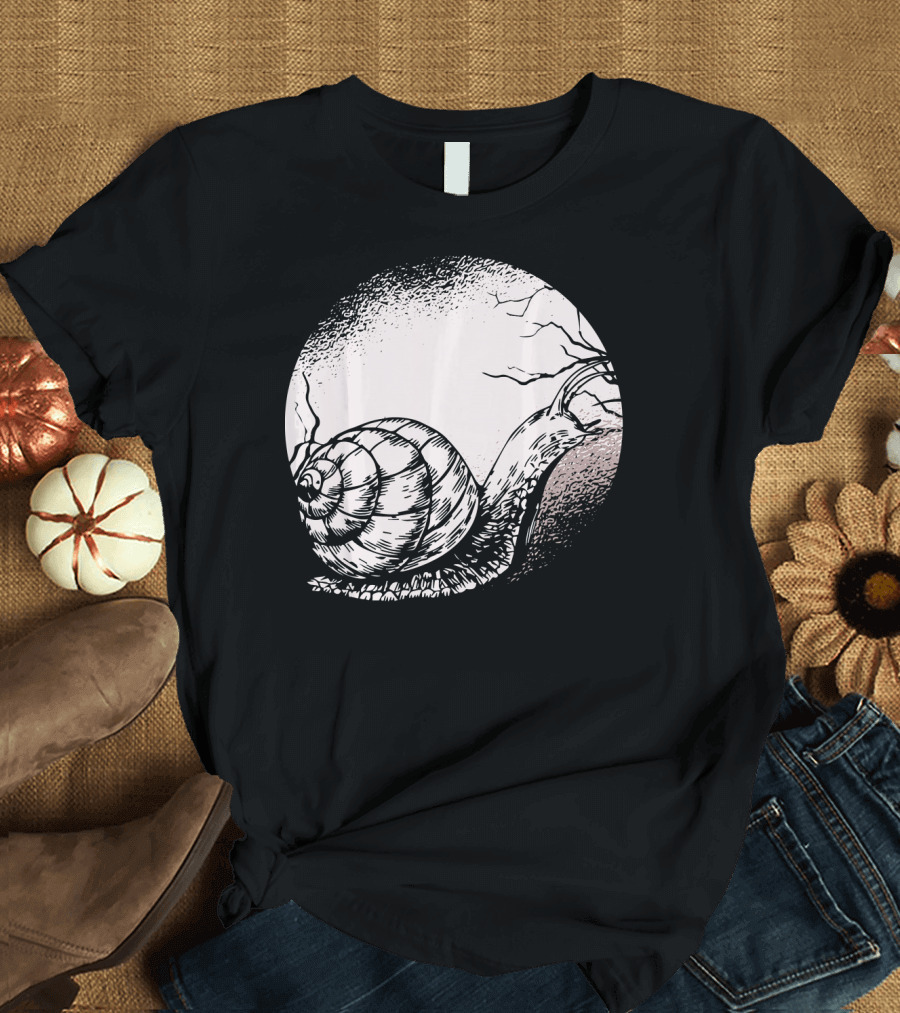 Moon Snail Forest Animal Lover Snail Nature Scene T-Shirt