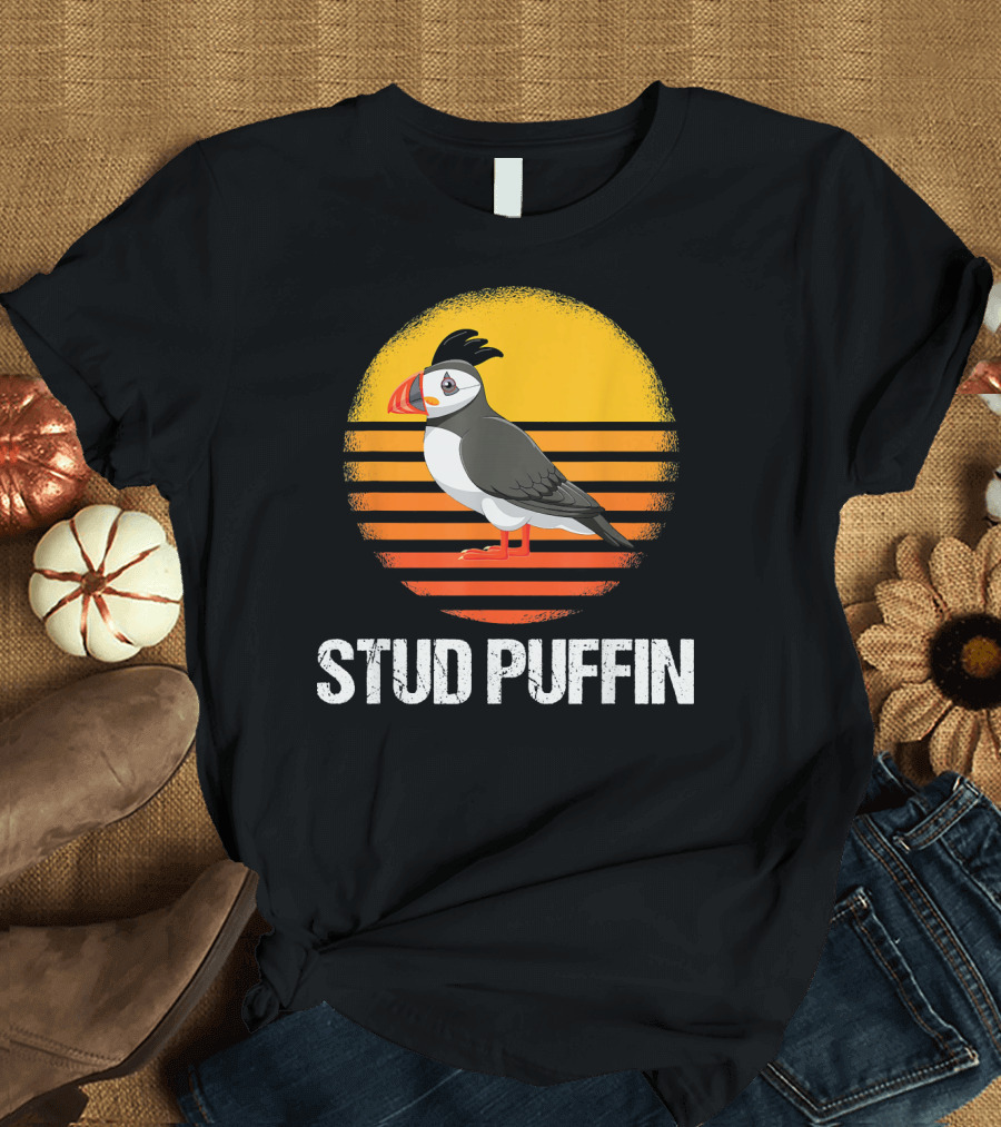 Stud Puffin Funny Mens Seabird Muffin T-Shirt