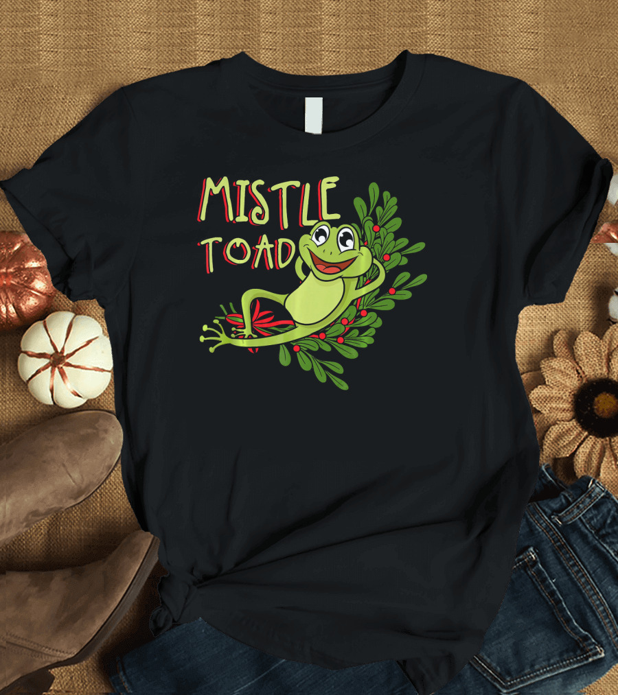 Mistletoad Funny Christmas Mistletoe Frog with Holiday Cheer T-Shirt