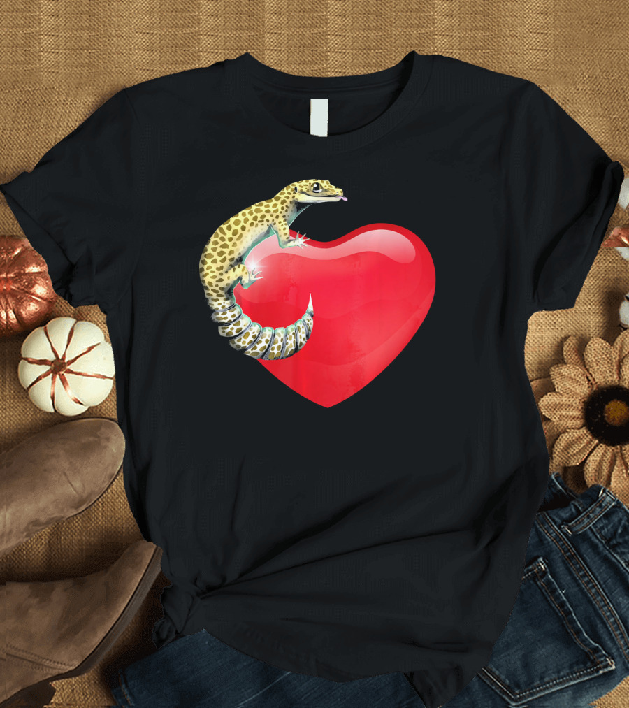 Leopard Gecko Lover Heart Gecko Love T-Shirt