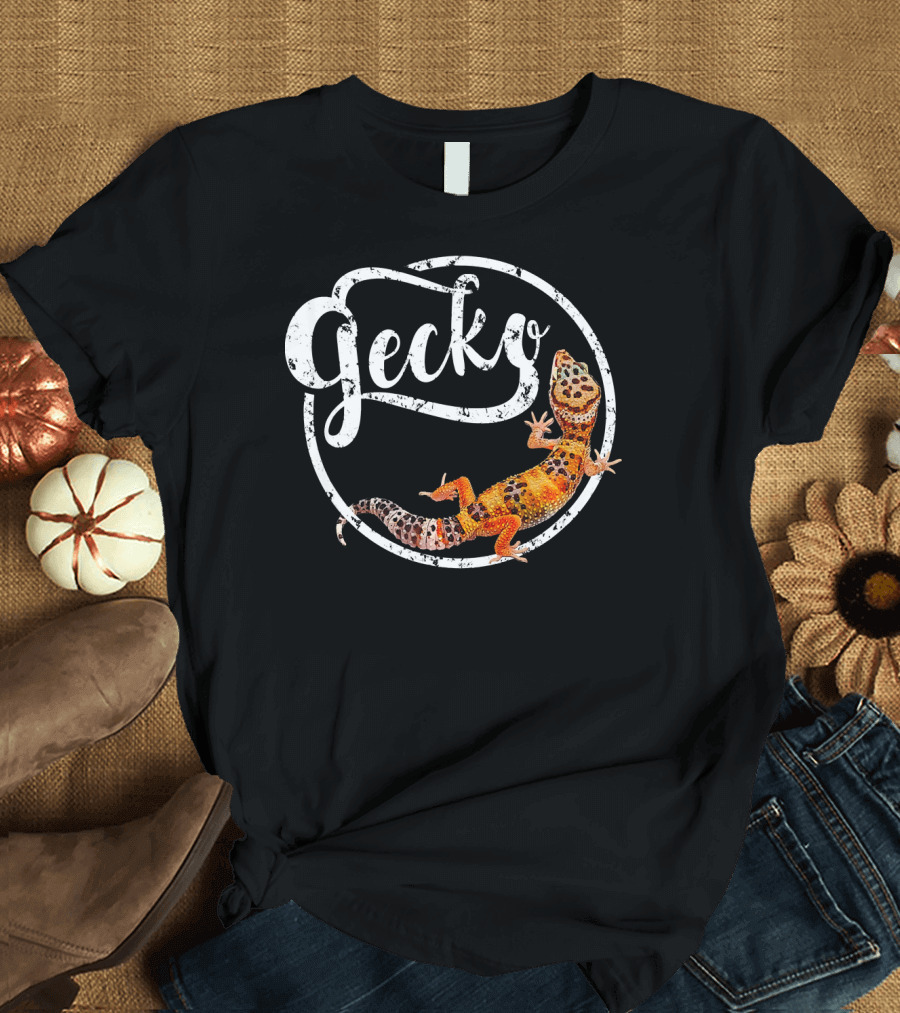 Gecko Circle Leopard Gecko Owner Geometric Lizard T-Shirt