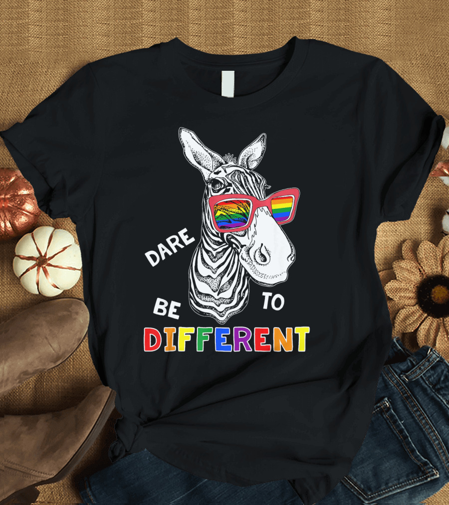 Mens Womens Kids Gay Pride Zebra Dare Be Different T-Shirt