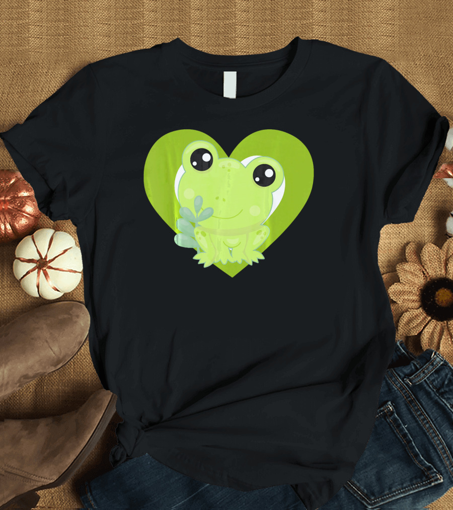 Cute Kawaii Love Frogs Heart T-Shirt