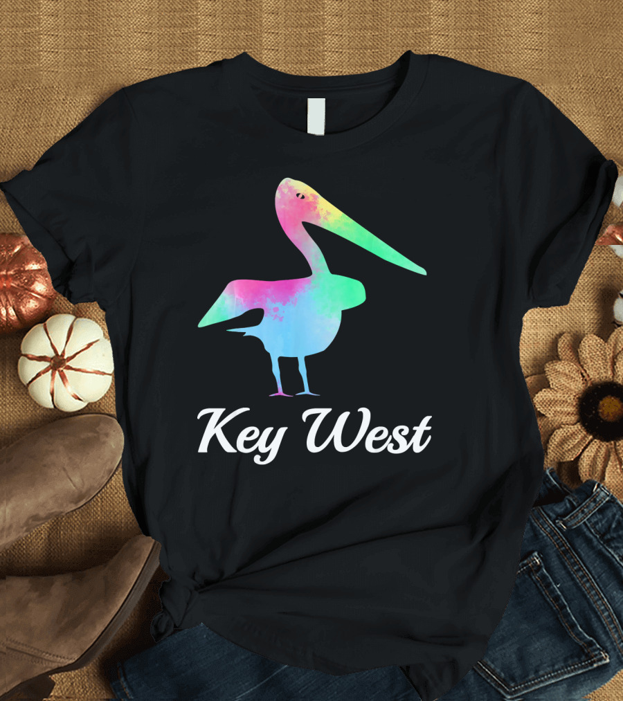 Key West Colorful Pelican Family Vacation T-Shirt