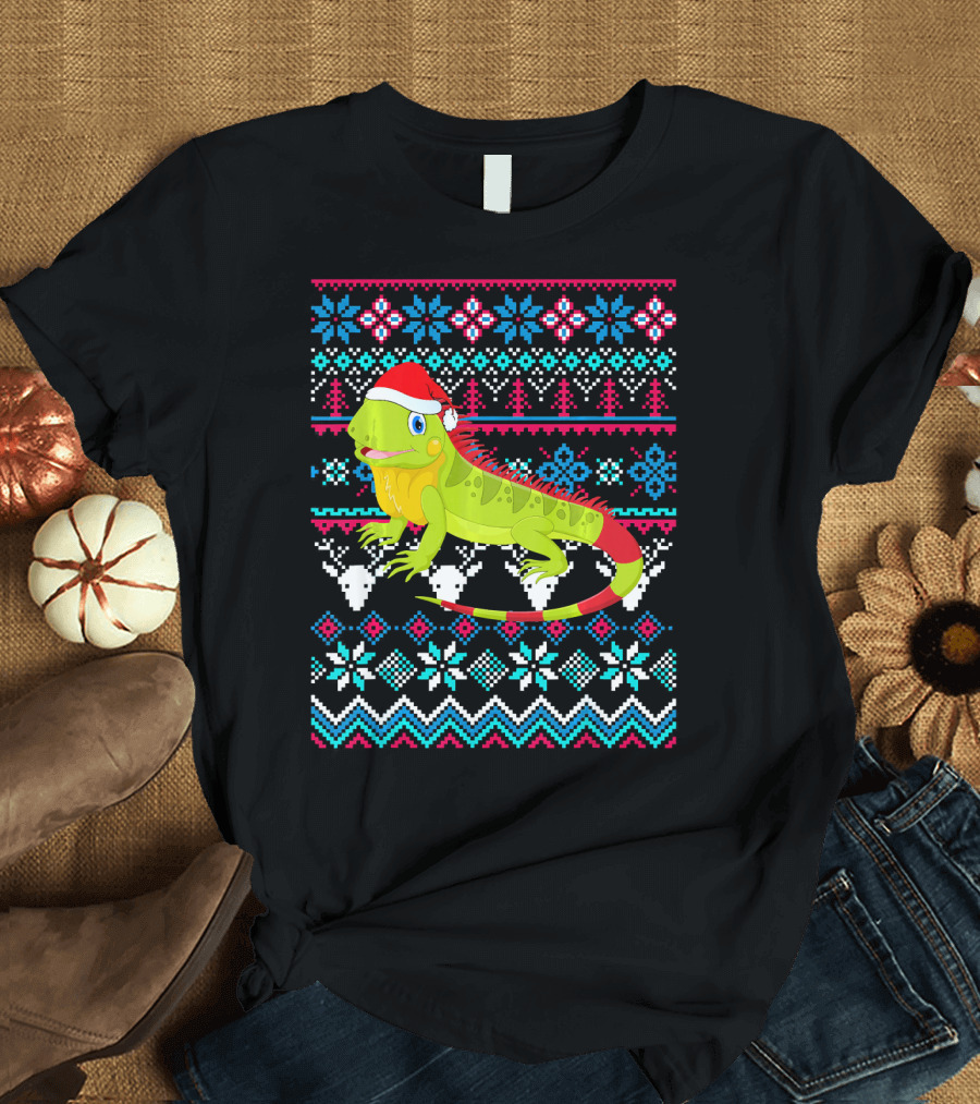 Merry Christmas Funny Iguana Ugly Sweater Holiday T-Shirt