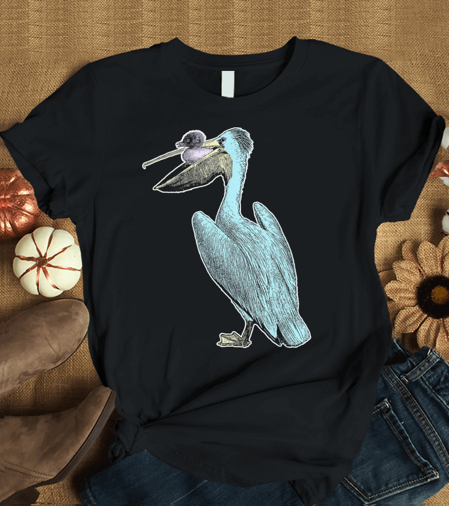 EncycloArt Pelican Bird Ornithology Vintage Style Drawing T-Shirt