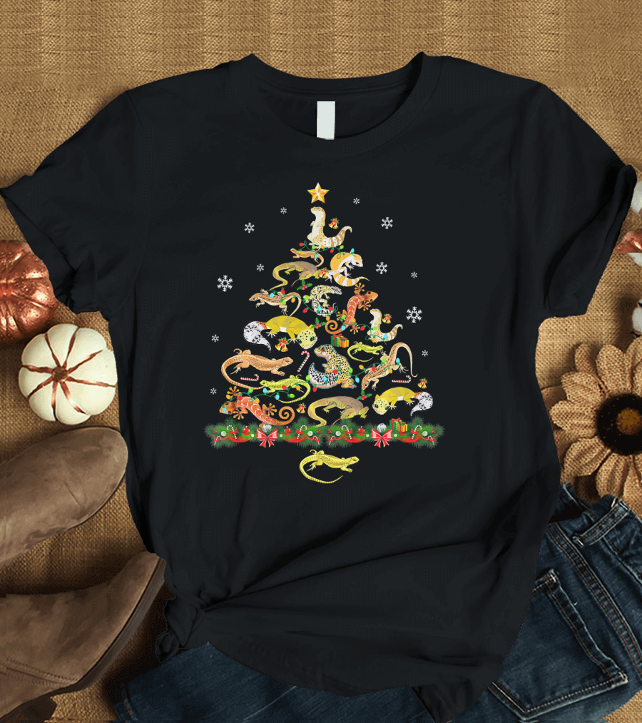 Funny Leopard Gecko Christmas Tree Ornament Holiday Reptile Snowflakes T-Shirt