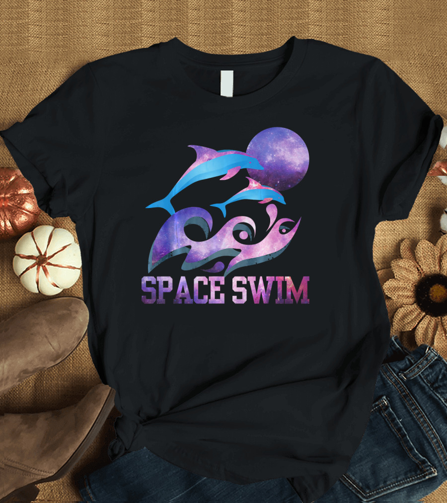 Funny Spaceman Dolphin Astronaut Space Swim T-Shirt