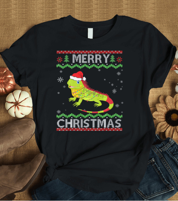 T-Shirt: Merry Christmas Funny Iguana Ugly Christmas Lights T-Shirt Merry Christmas Funny Iguana Ugly Christmas Lights T-Shirt