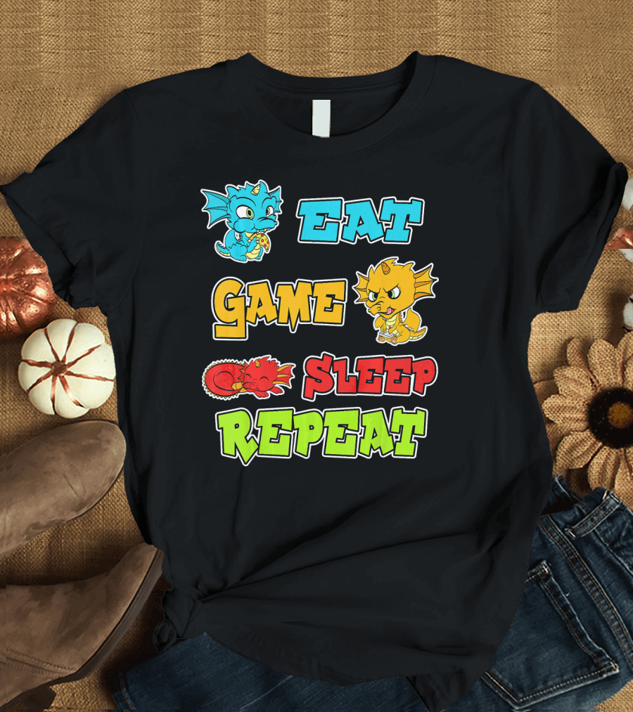 Eat Game Sleep Repeat Funny Gamer Dragon T-Shirt