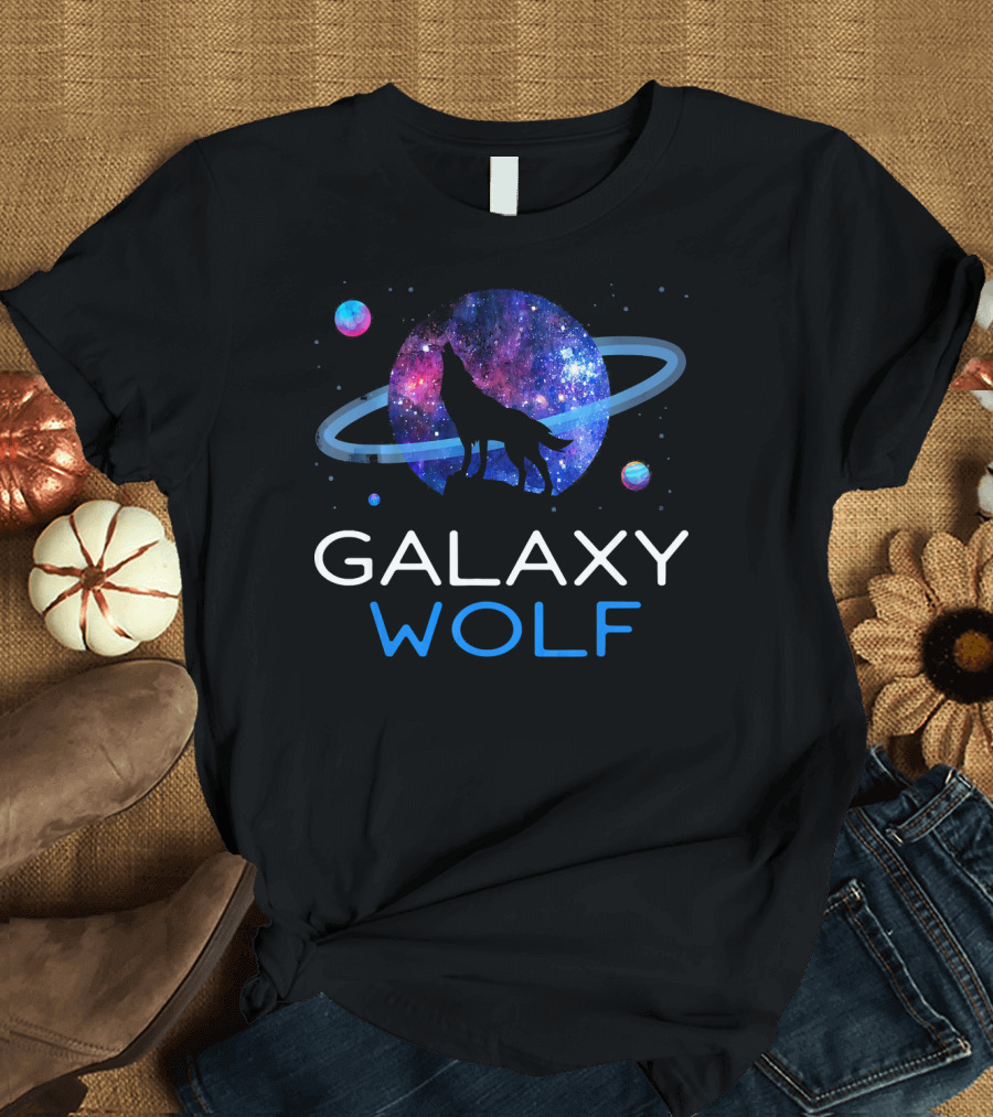 Galaxy Wolf Mythical Creature Space Rings Wolf Lover T-Shirt