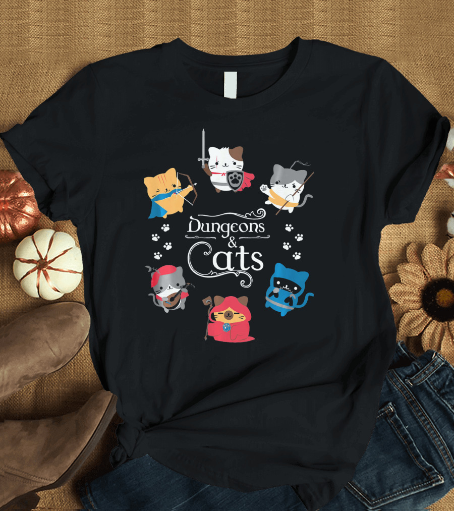 Dungeons and Cats Paws and Adventures T-Shirt