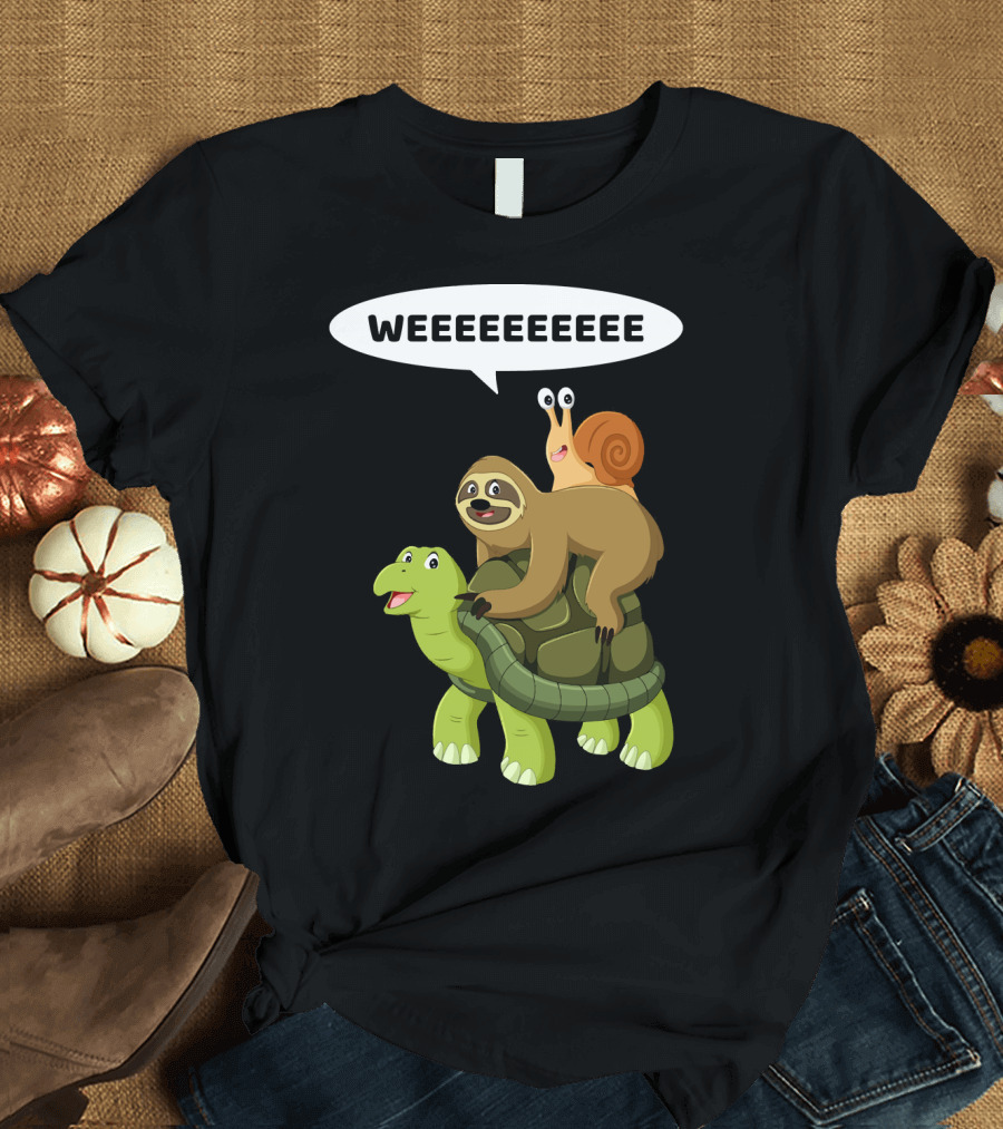 Funny Turtle Sloth Snail Weeeeeeeeee Going Pla T-Shirt