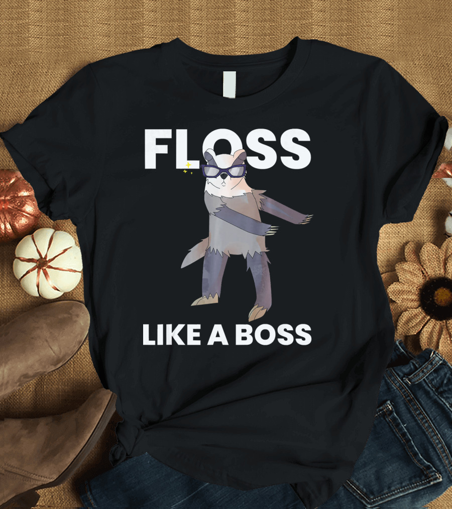 Floss Like A Boss Honey Badger Wearing Glasses T-Shirt