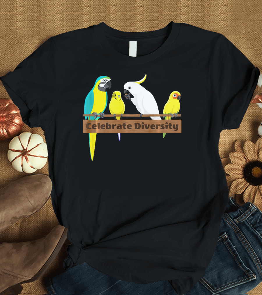 Parrot Lovers Celebrate Diversity with Bird Perch T-Shirt