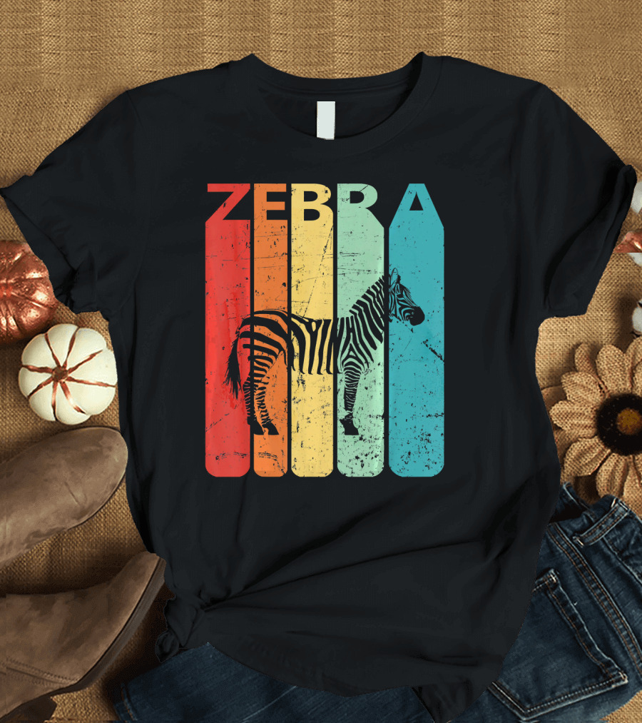 Retro Vintage Zebra Stripes Funny Anim T-Shirt