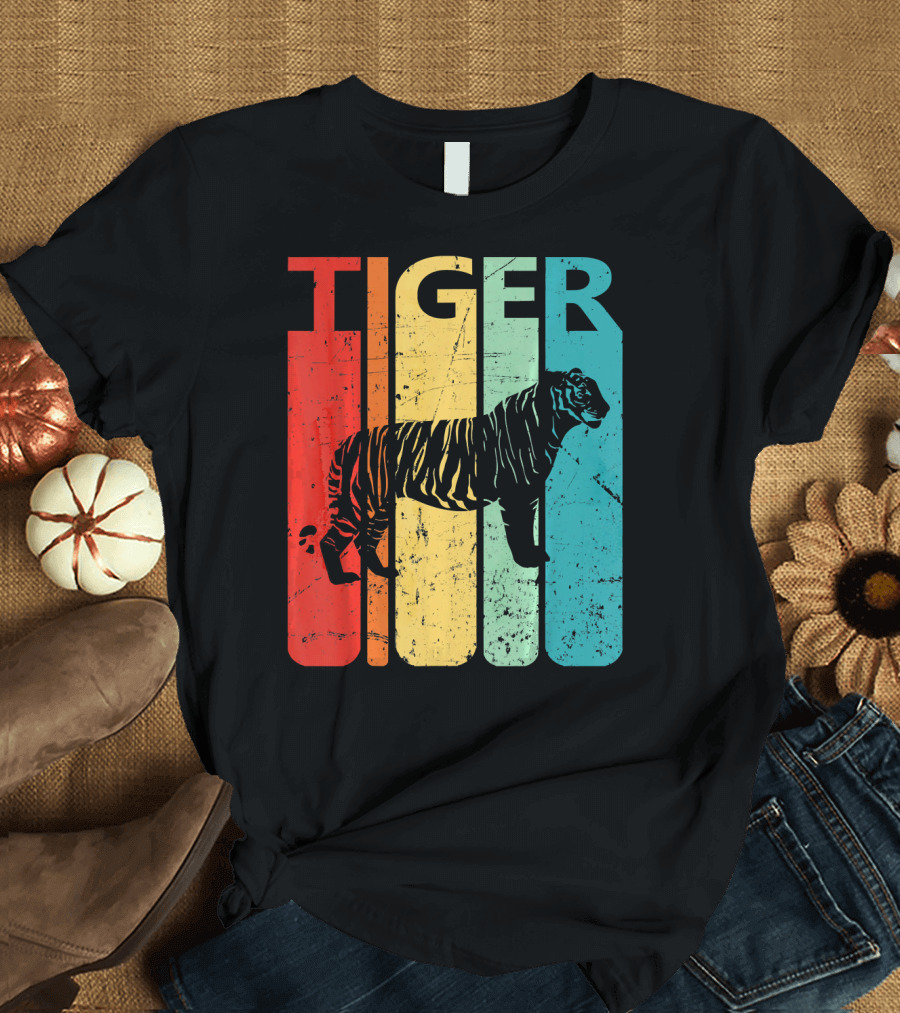 Retro Vintage Tiger Graphic Funny Anim T-Shirt