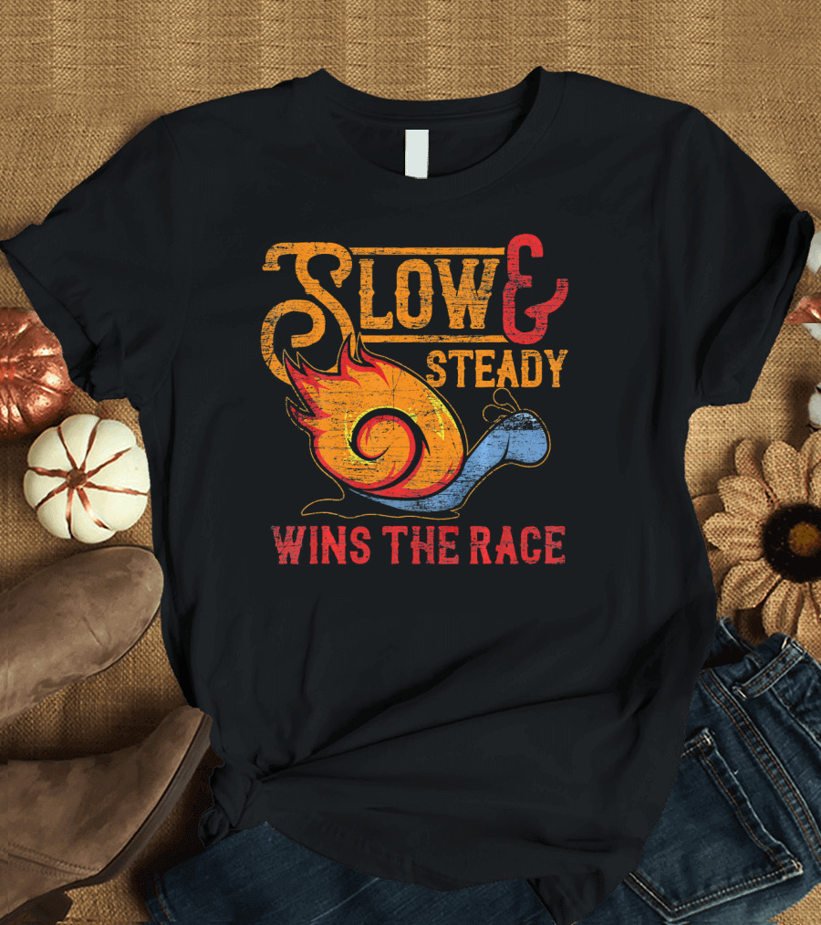 Slow and Steady Wins the Race Sports Motivation Running Animal Snail T-Shirt