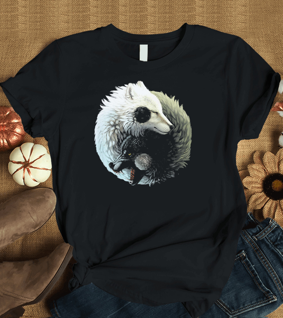 Dreaming Yin Yang Dragon Wolf Harmony T-Shirt