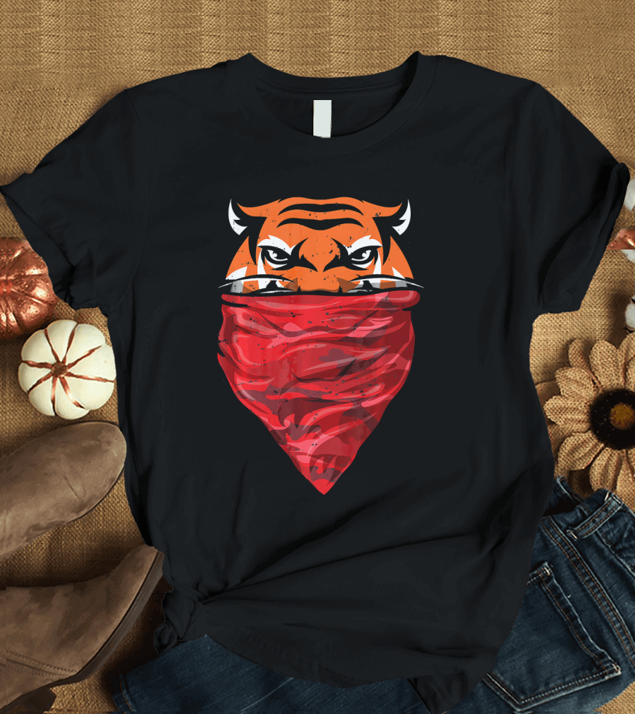 Tiger Gangster Bandana Red Tiger Face T-Shirt