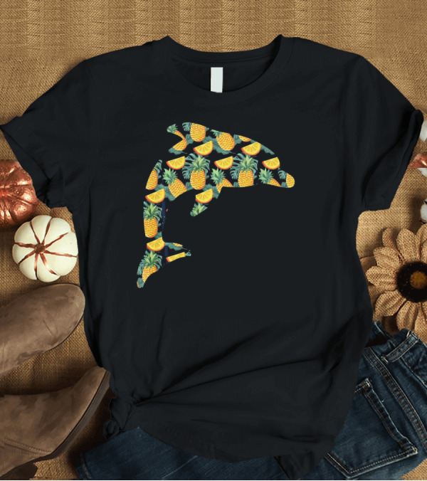 T-Shirt: Pineapple Hawaiian Dolphin Tropical Fruit Pattern Women Men T-Shirt Pineapple Hawaiian Dolphin Tropical Fruit Pattern Women Men T-Shirt