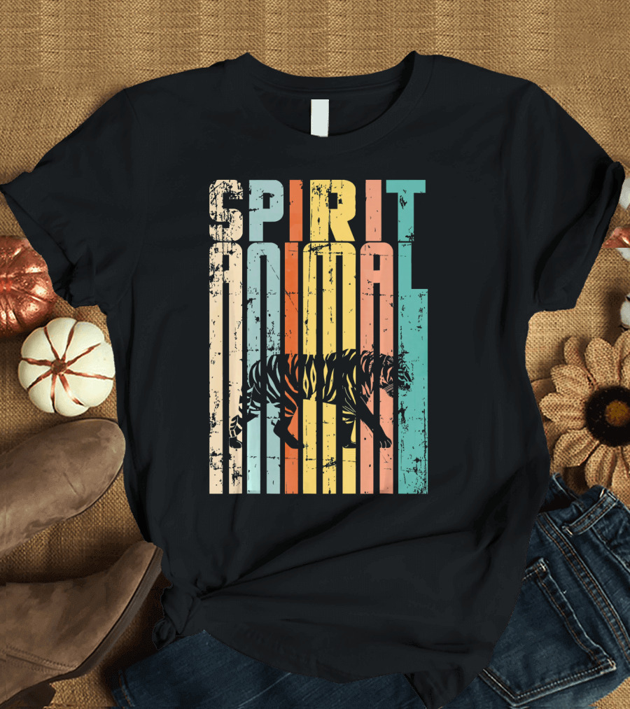 Spirit Animal Tiger Retro Stripe T-Shirt