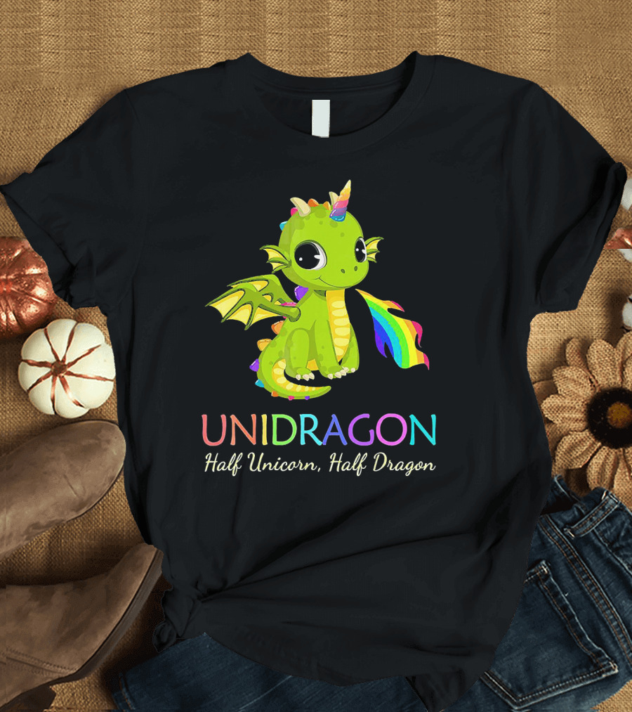 UNIDRAGON Half Unicorn Half Dragon Cute Rainbow Creature T-Shirt