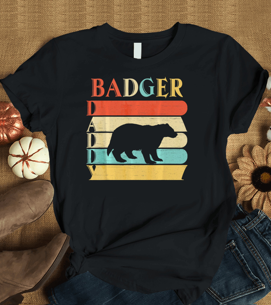 Badger Daddy Retro Vintage Stripes T-Shirt