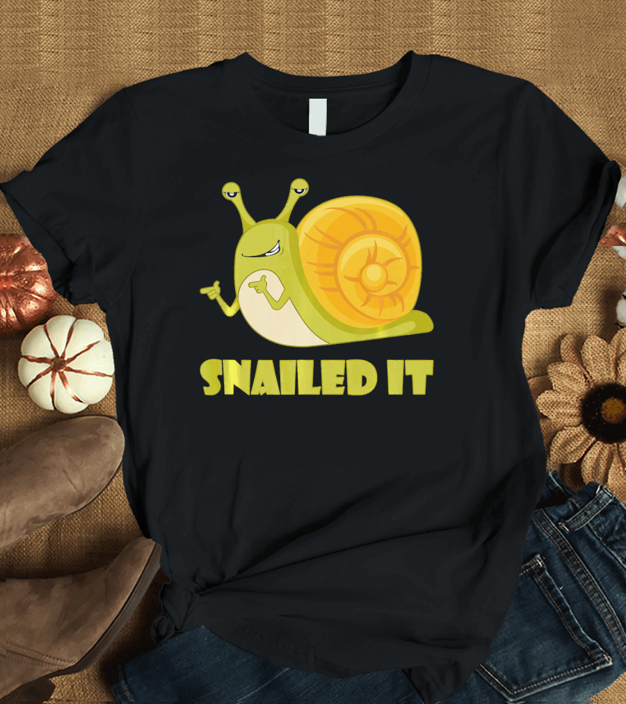 Snailed It Funny Large Happy Snail T-Shirt