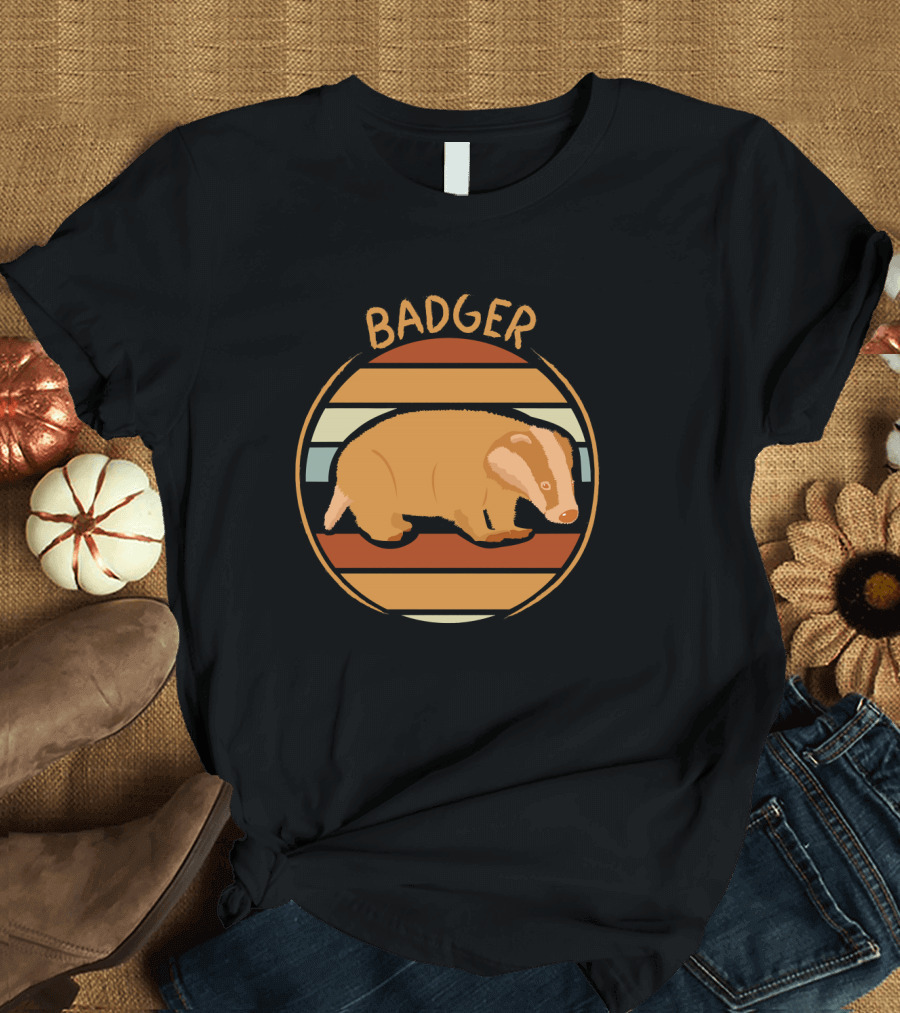 Badger Retro Vintage Animal Apparel Stripes Circle T-Shirt