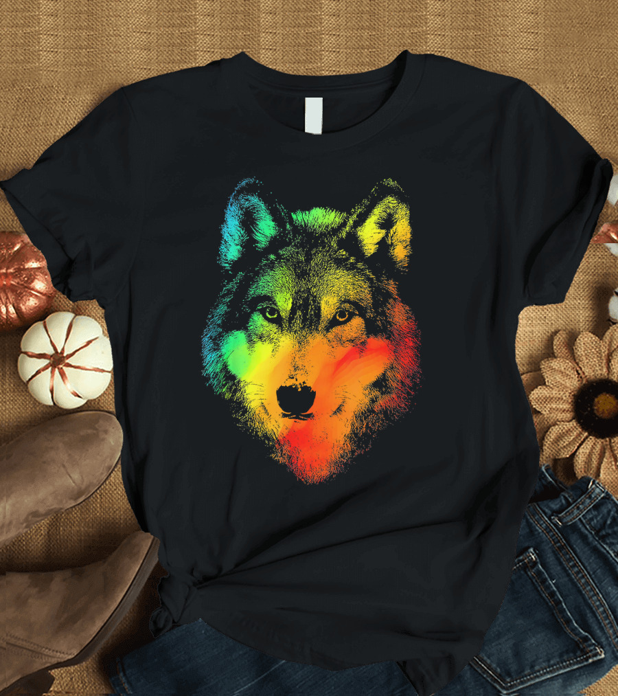 WOLF Colorful Rainbow Face T-Shirt