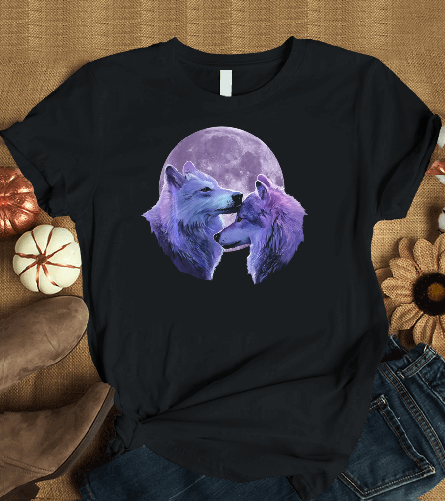 Wolf Full Moon Violet Wolves Twilight Duo T-Shirt