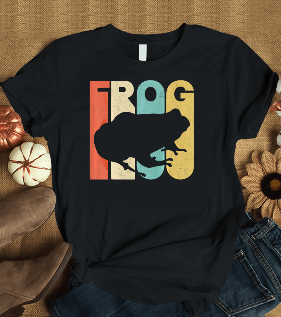 Vintage Retro Frog Silhouette Bold Letters T-Shirt