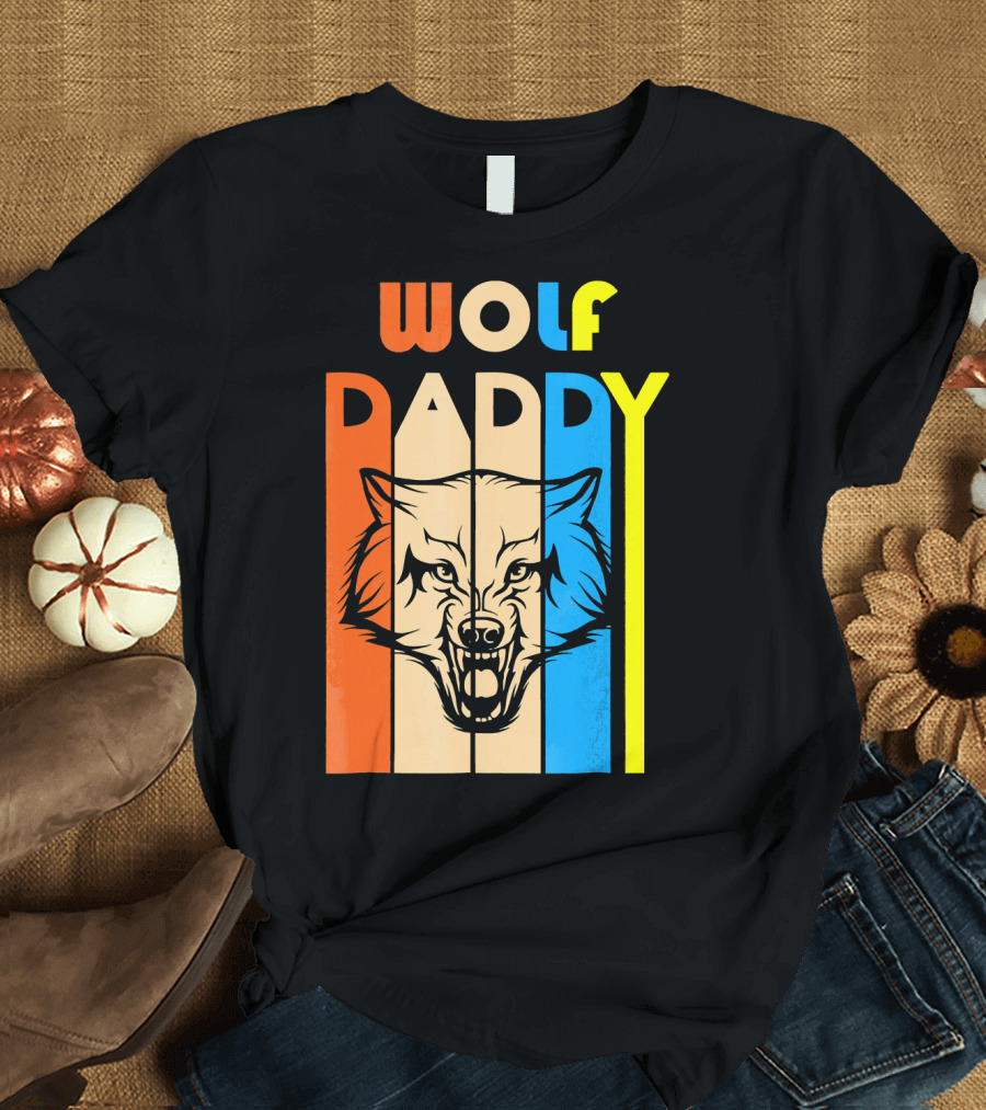 WOLF DADDY Vintage Color Blocked Wolf Face T-Shirt