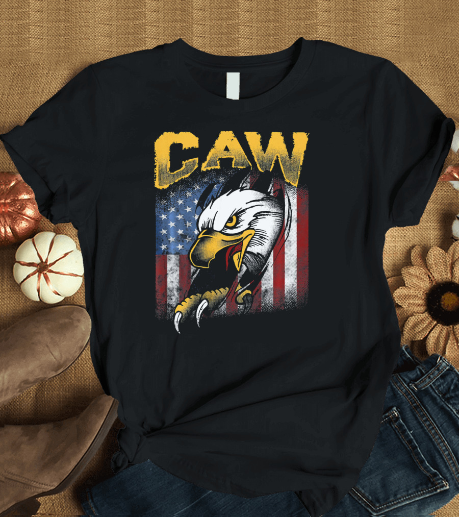 Caw American Bald Eagle July Fourth USA Flag T-Shirt