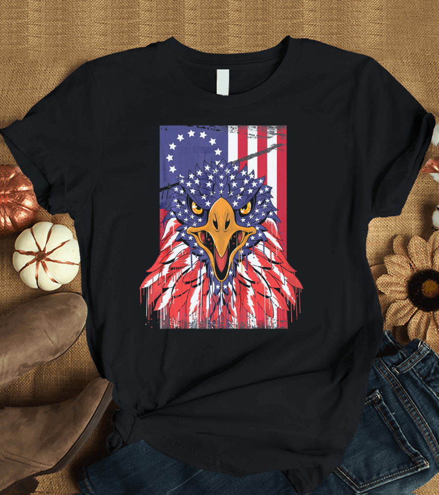 Betsy Ross Flag US American Patriot Eagle T-Shirt