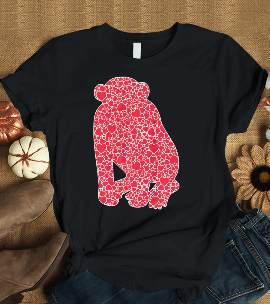 Bonobo Heart Pattern Valentines Day Chimpanzee T-Shirt